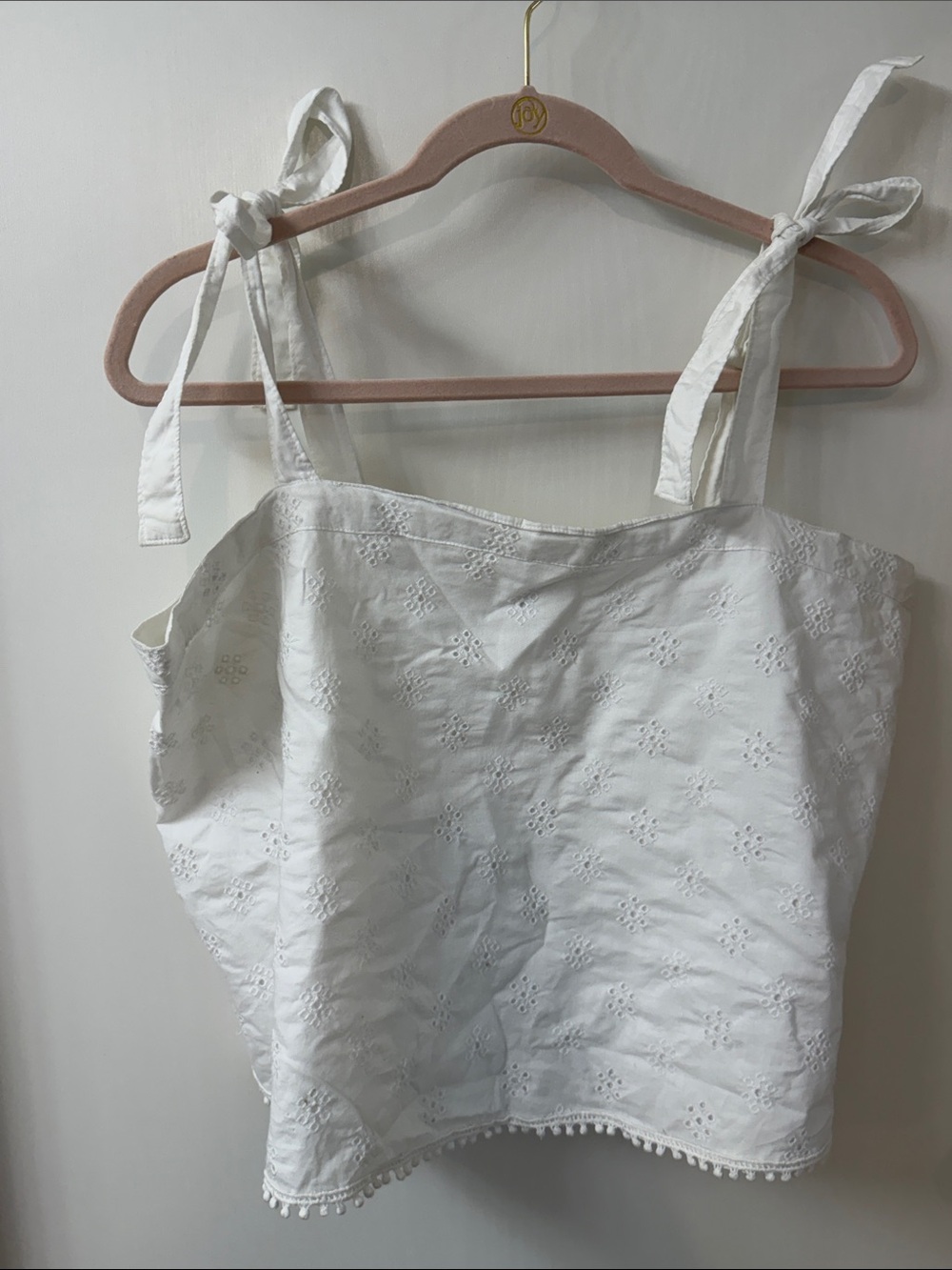aerie White Eyelet Tie-Strap Cami Top